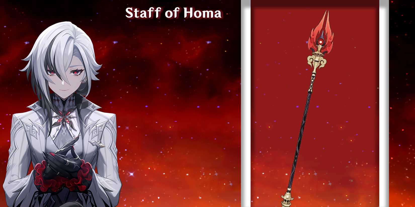 arlecchino using staff of homa in genshin impact