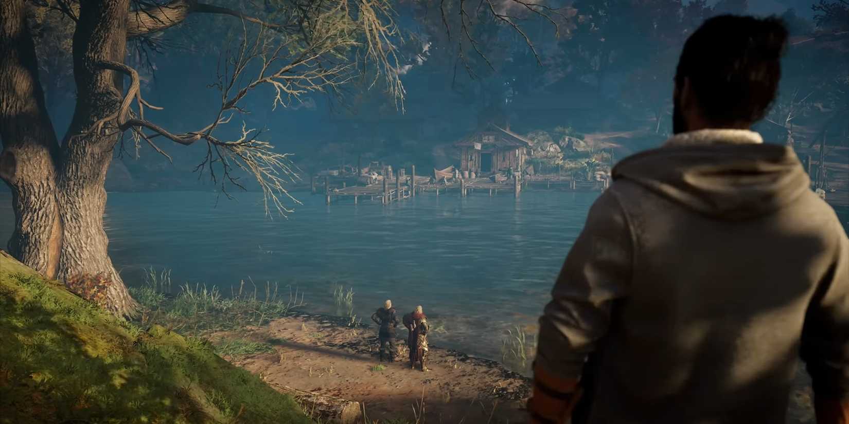 Basim overlooking Eivor and Odin's conversation in the Last Chapter in Assassin's Creed Valhalla