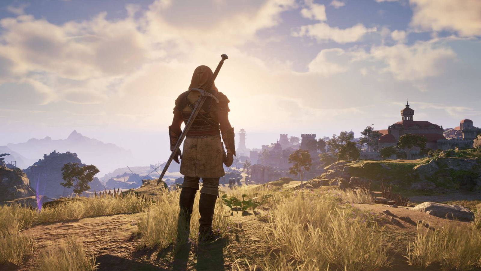 Avowed key art character looking across field