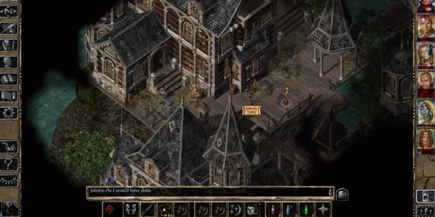 Baldur's Gate 2 party on a large house