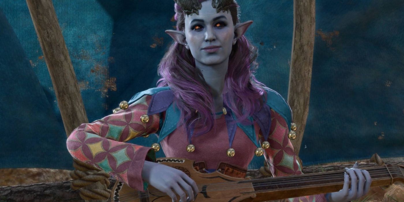 Alfira playing her lute in Baldur's Gate 3