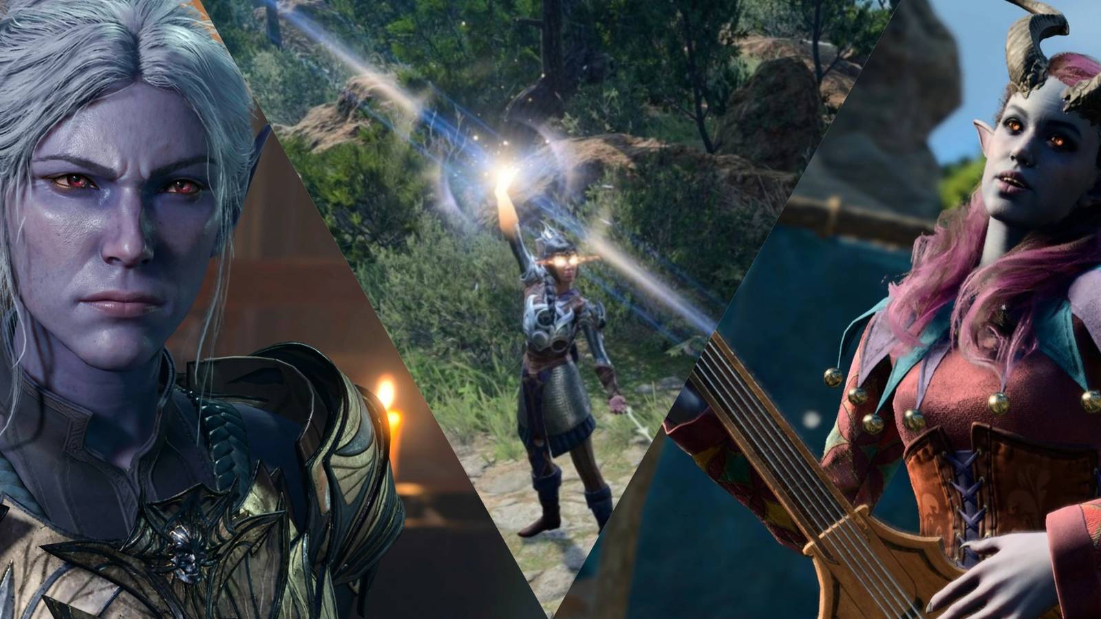 Baldur's Gate 3 Minthara, Shadowheart, and Alfira in a single image