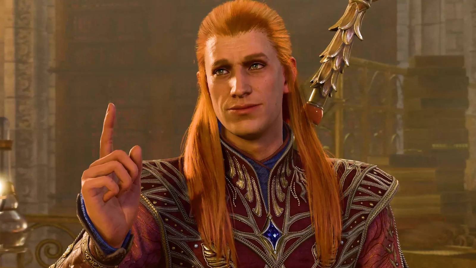 a character raising his finger in baldur's gate 3