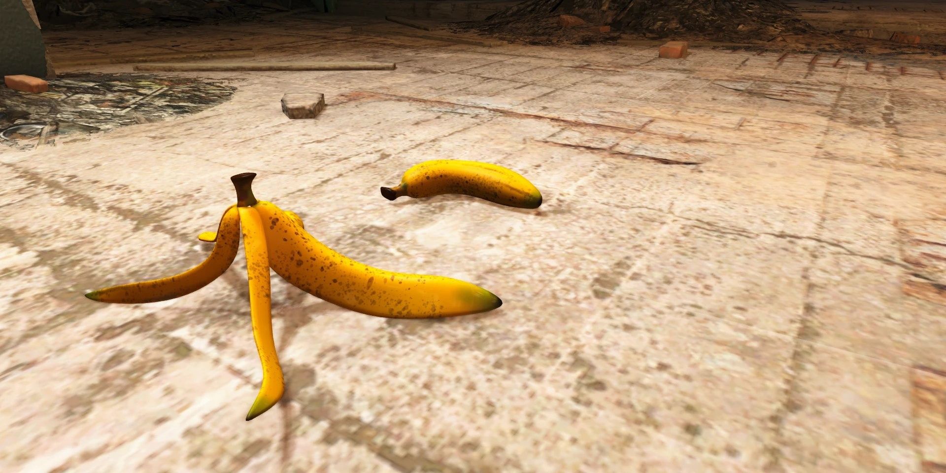 stone floor with banana peel mine trap 