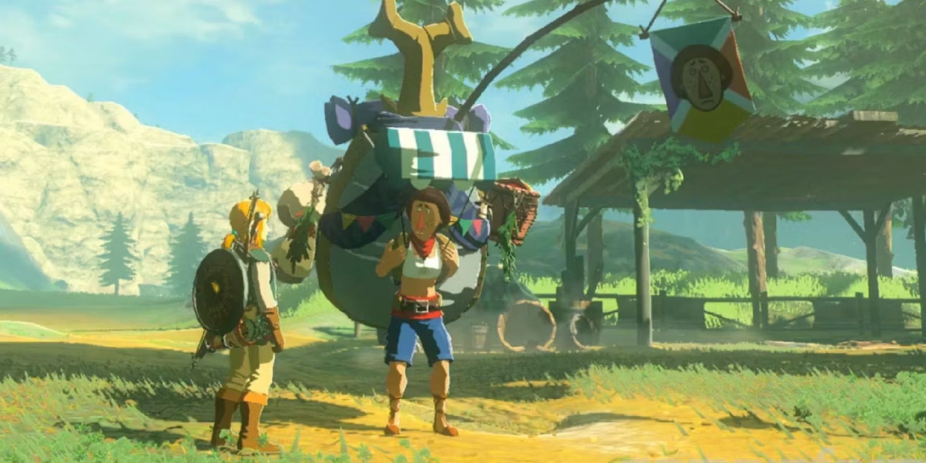 Beedle from Breath Of The Wild standing next to Link