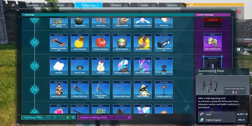 The in-game description of a Summoning Altar in Palworld