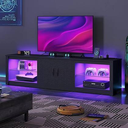 Bestier 70 inch Gaming Entertainment Center with Power Outlets