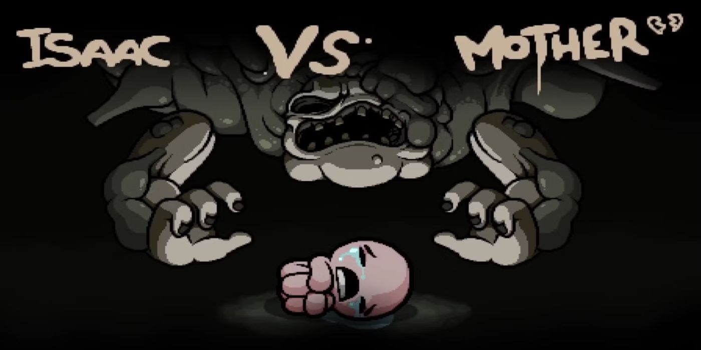 Title card featuring the versus match between Isaac and Mother in The Binding of Isaac
