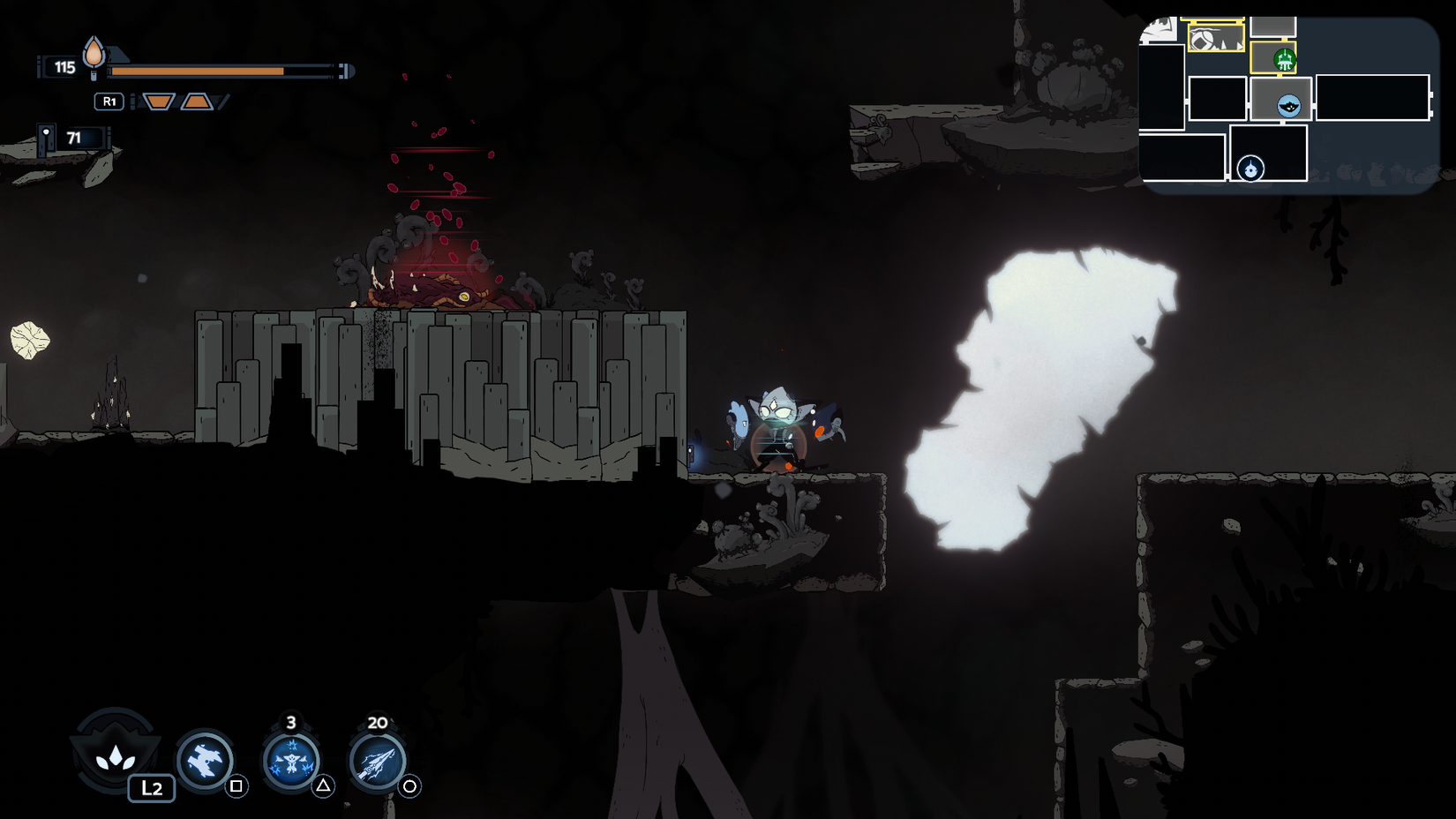 Harlo healing themself in Biomorph