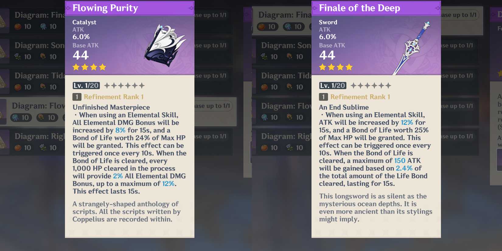 bond of life weapons genshin impact