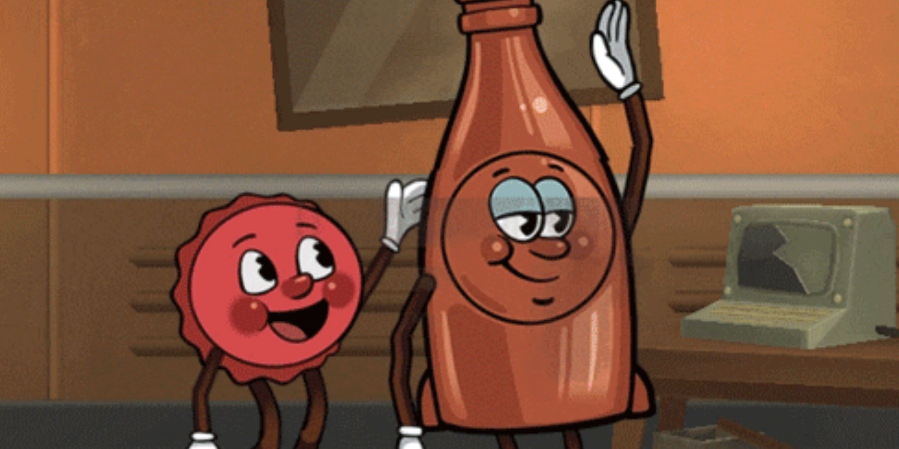 bottle and cappy in fallout shelter