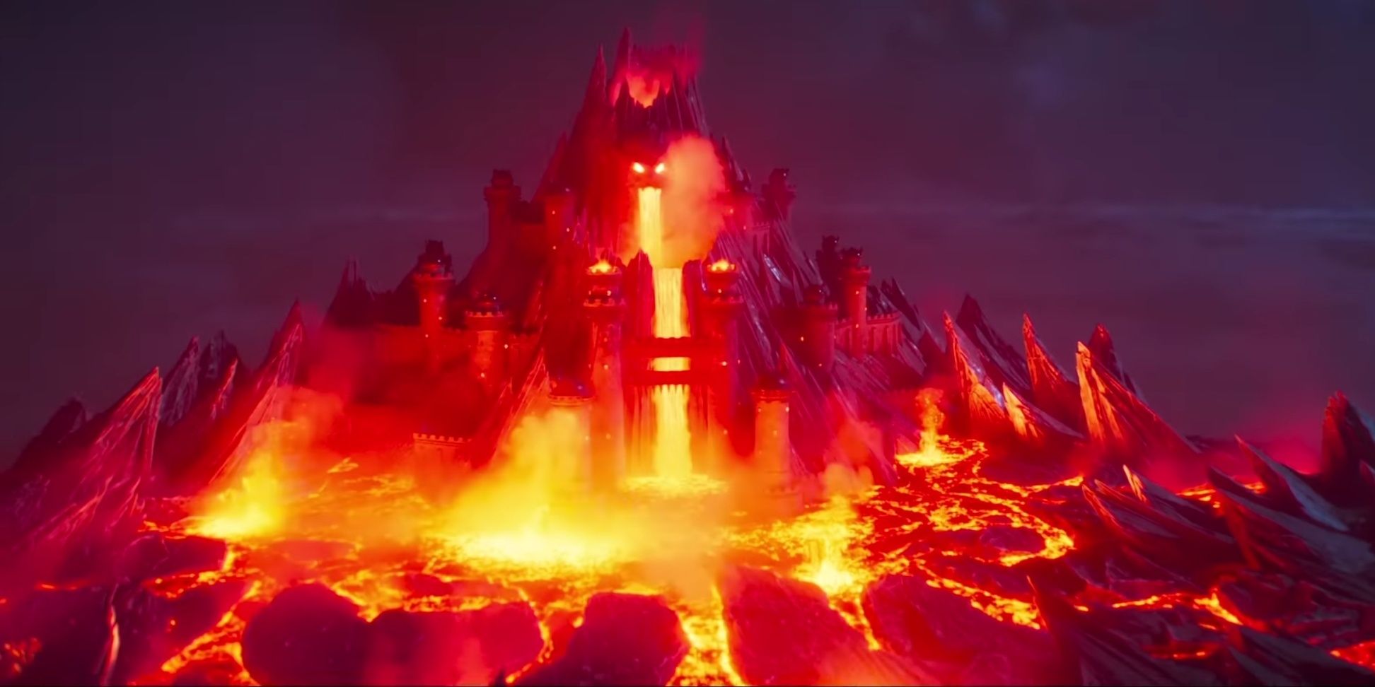 Bowser's castle in The Super Mario Bros. Movie