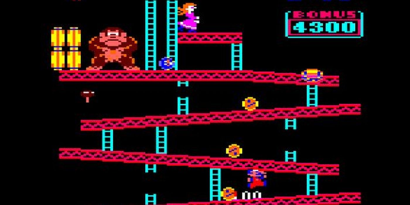 Gameplay screenshot of Donkey Kong for NES from 1986