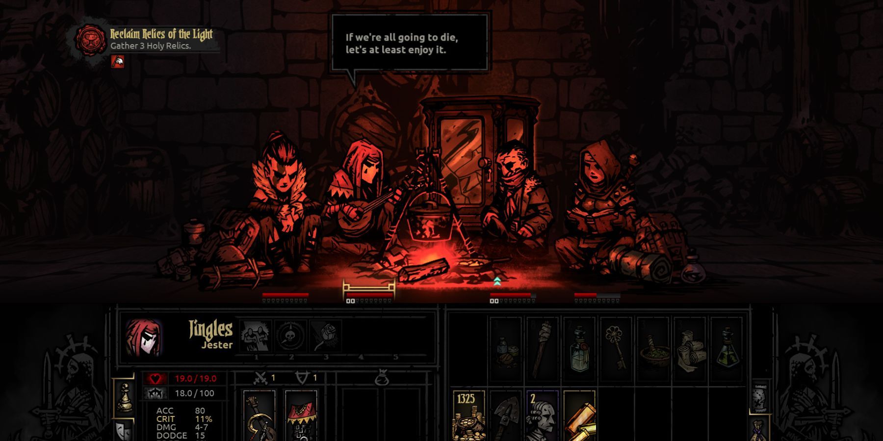 Camp in Darkest Dungeon