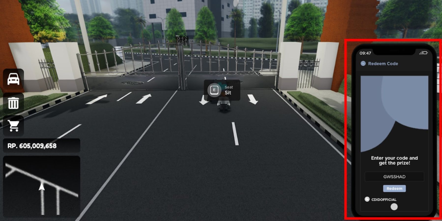 Roblox Car Driving Indonesia: the codes tab