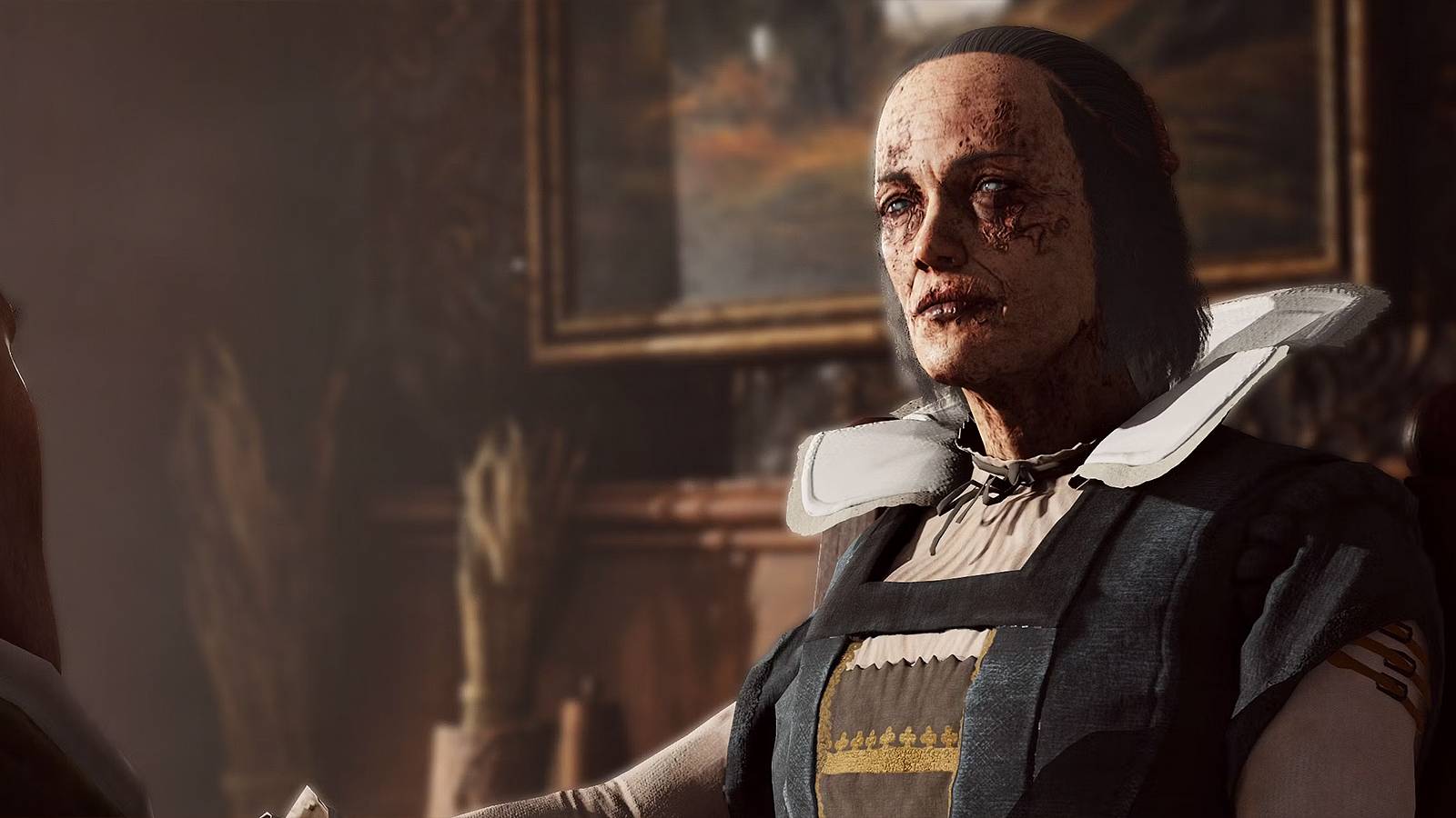 Character with the Malichor plague in GreedFall