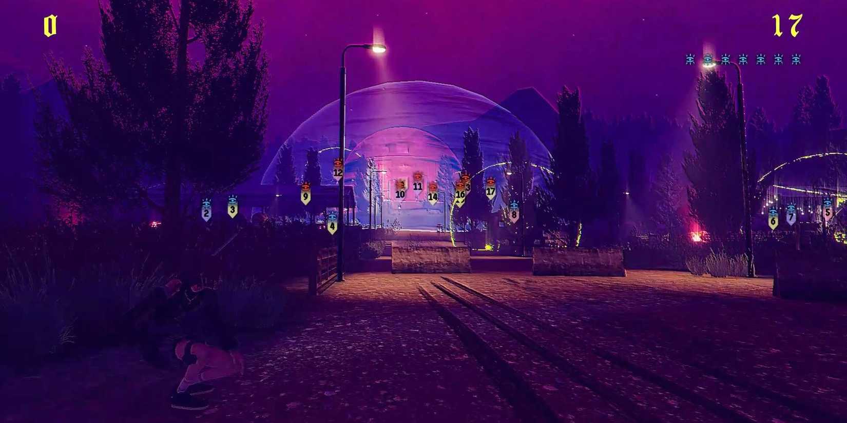 The Temple level from Children of the Sun showing many enemies tagged