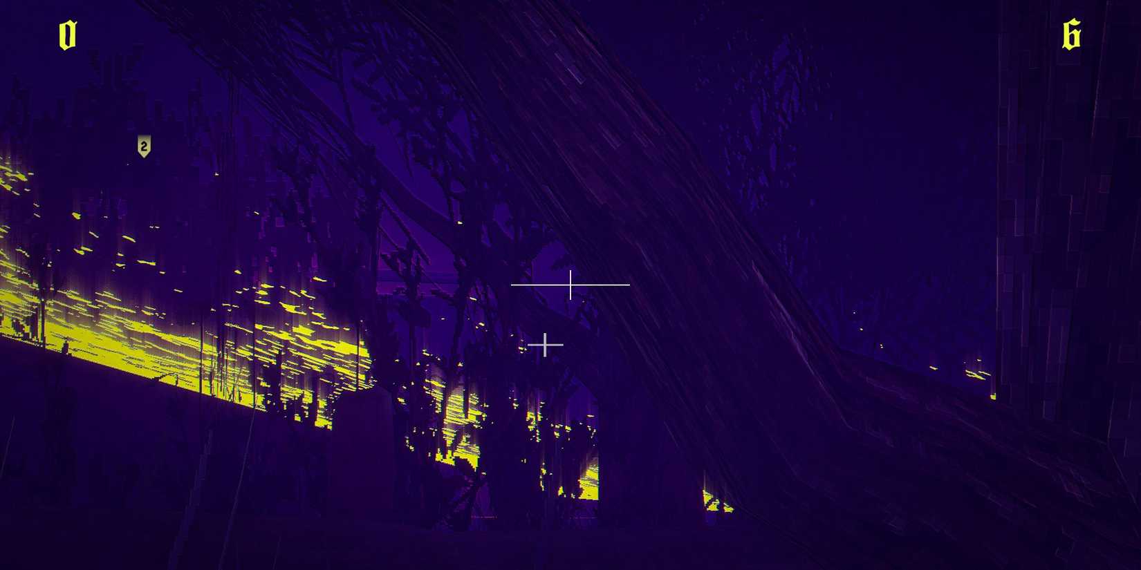 A screenshot of the Idolatry mission from Children Of The Sun, picturing two trees.