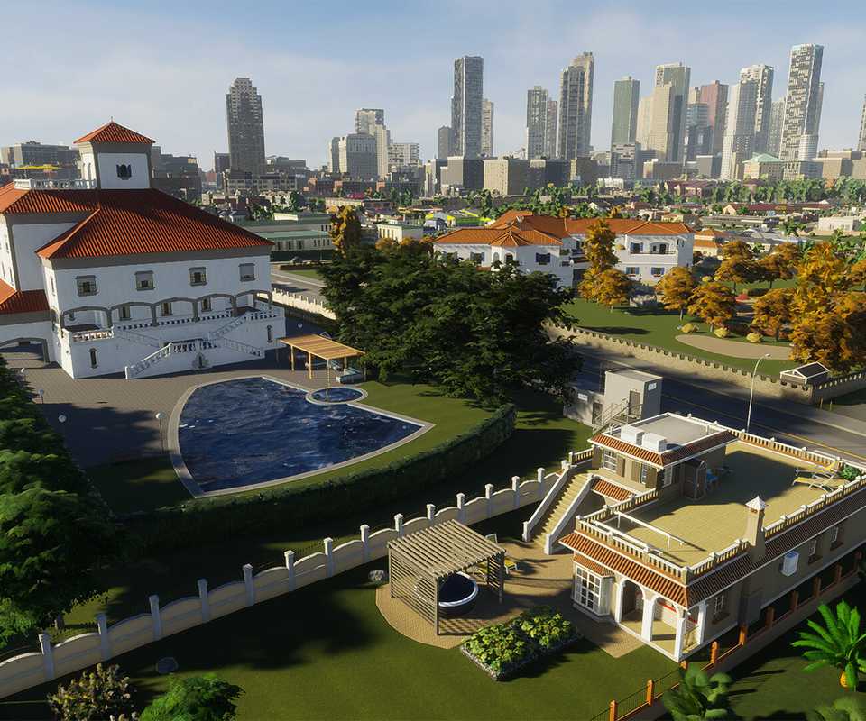 House with a pool in Cities: Skylines