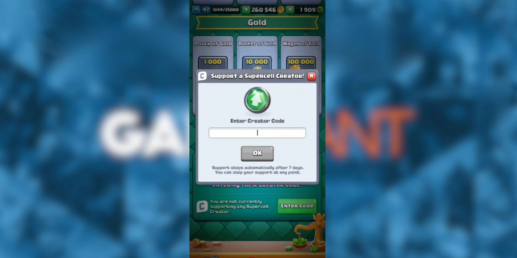 Clash Royale: the codes tab