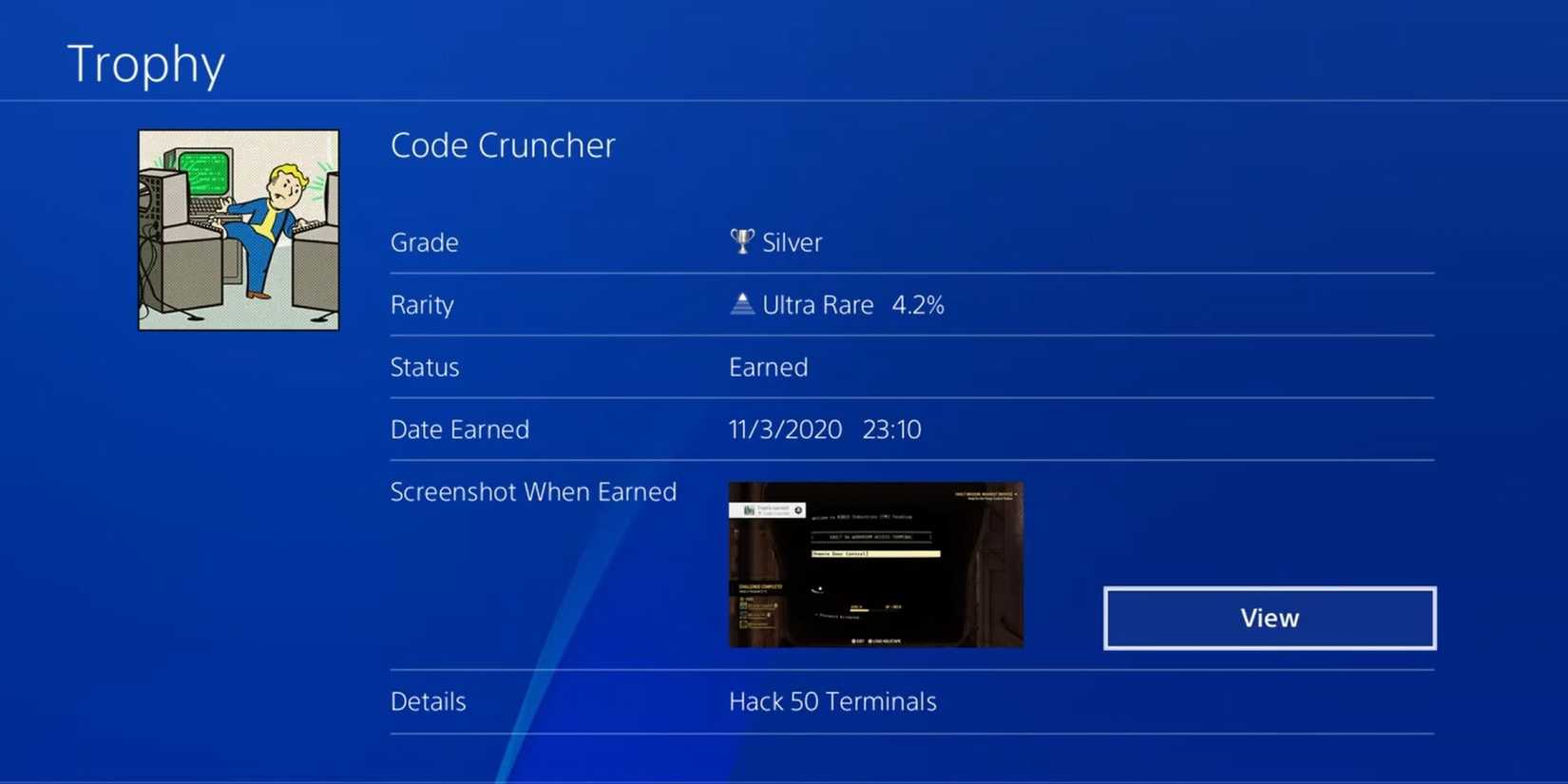Code Cruncher Trophy Fallout 76