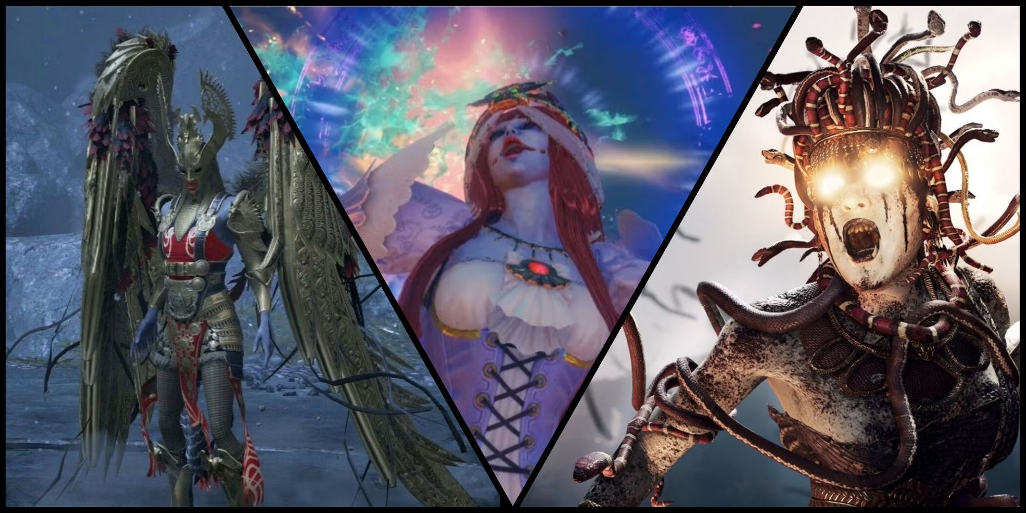 Sigrun in God of War, Baal Zebul in Bayonetta 3, and Medusa in Assassin's Creed Odyssey