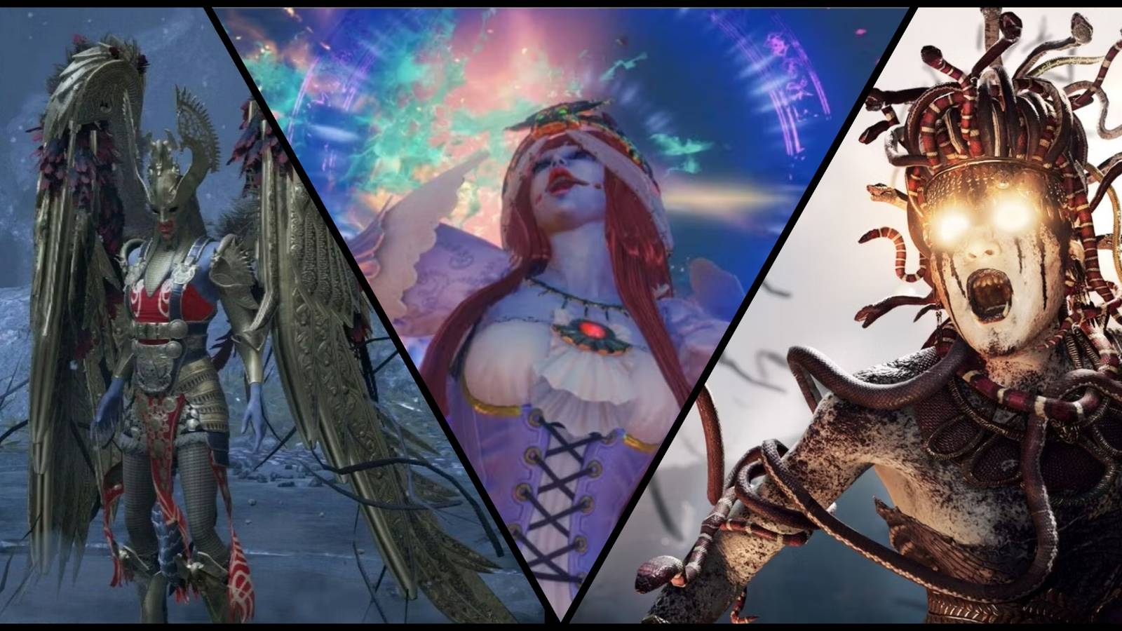 Sigrun in God of War, Baal Zebul in Bayonetta 3, and Medusa in Assassin's Creed Odyssey