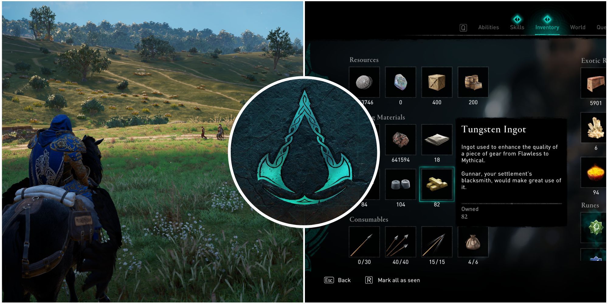 Featured image for Assassin's Creed Valhalla showcasing Eivor and Inventory