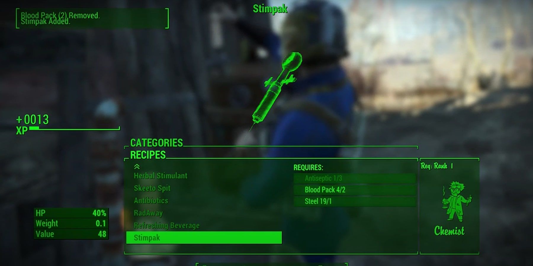 Crafting A Stimpak in Fallout 4