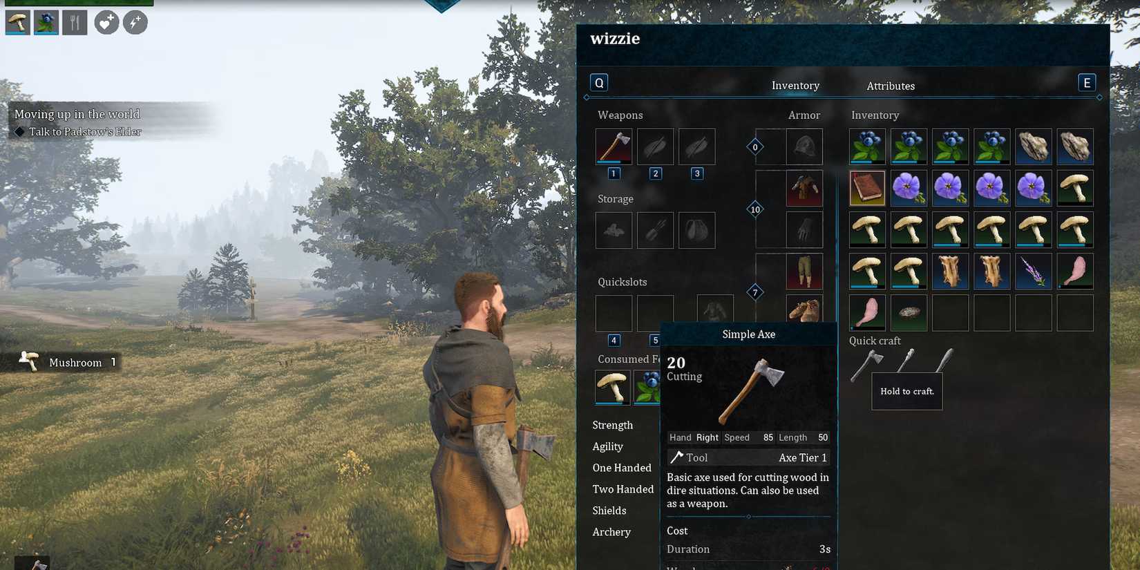 crafting an axe bellwright