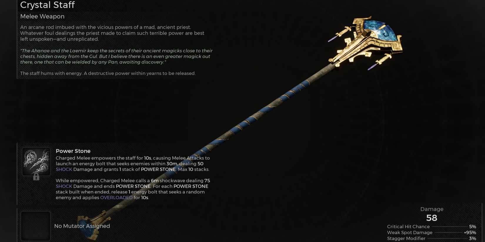 The Remnant 2 character found the Crystal Staff in the Infected Abyss dungeon.