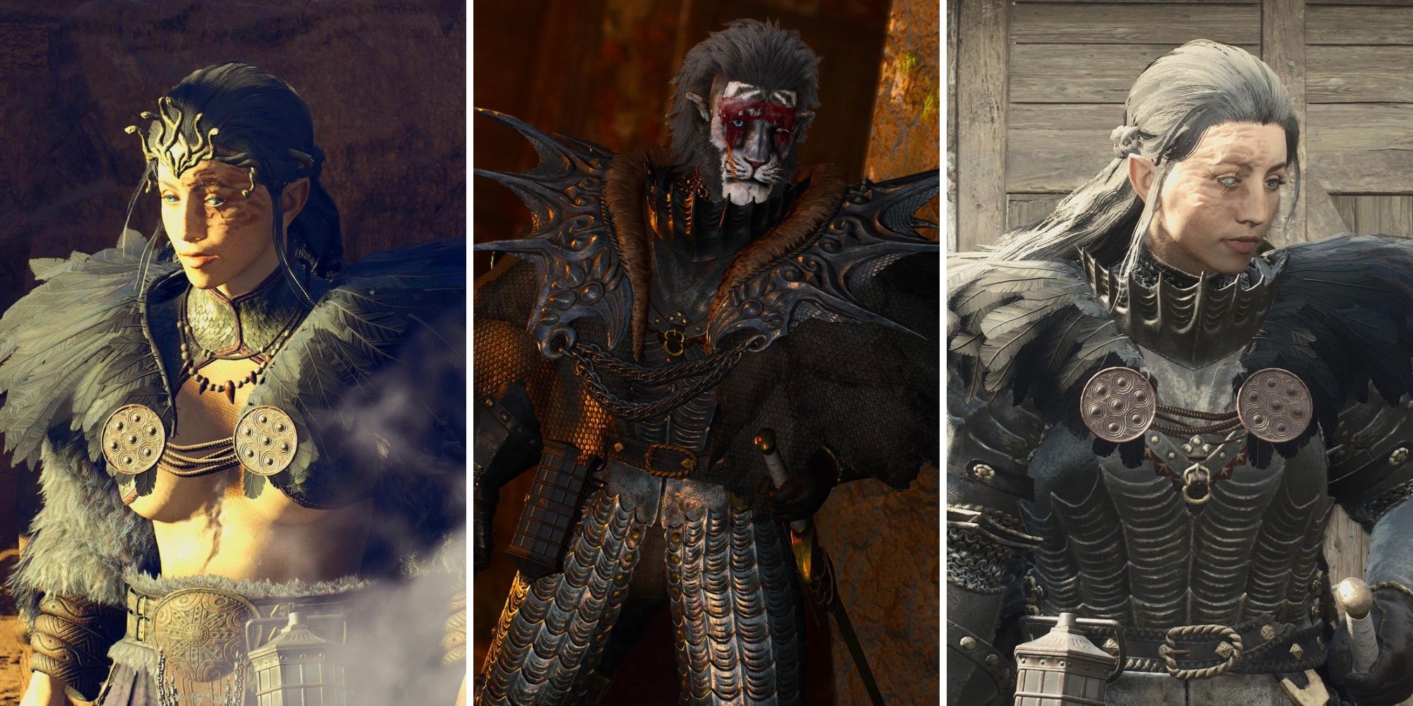 A grid showing three characters with different armor on in Dragon’s Dogma 2