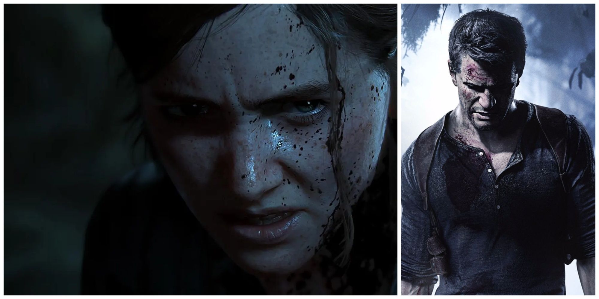 Ellie from The Last of Us Part 2 and Nathan Drake from Uncharted 4