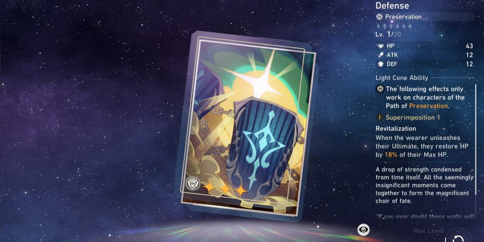 Defense Light Cone Honkai Star Rail