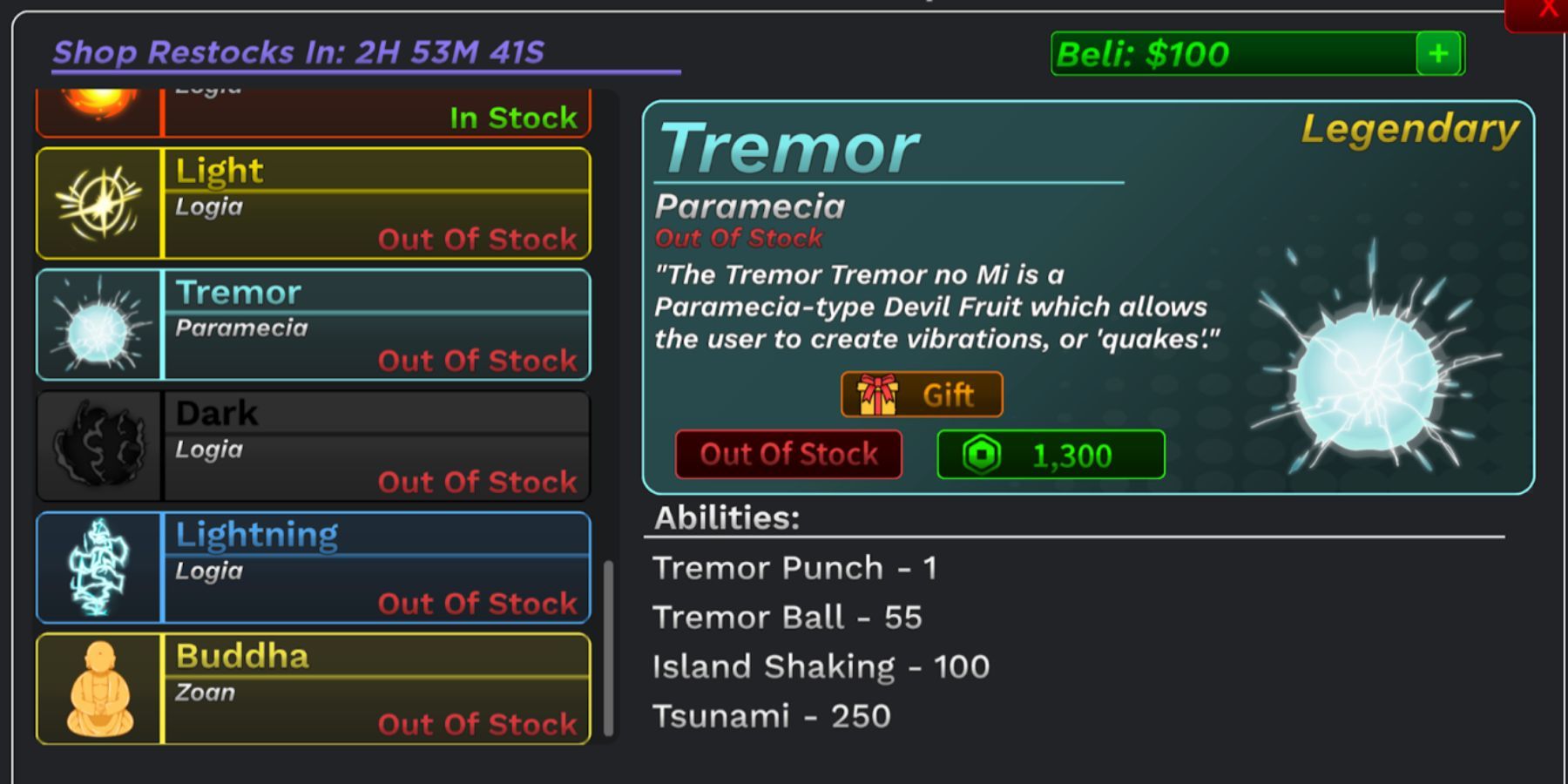 Demon Piece Tremor Fruit