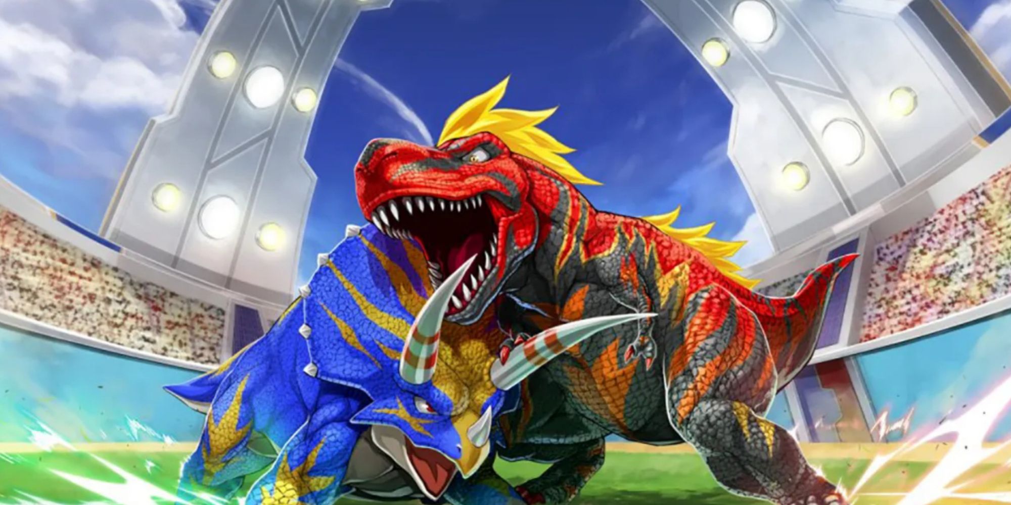 Dinosaurs fighting in Fossil Fighters Frontier