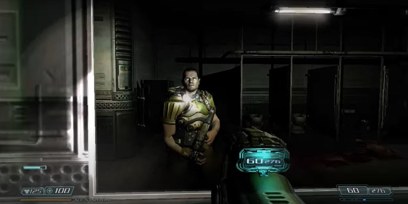Doom guy in the mirror in Doom 3
