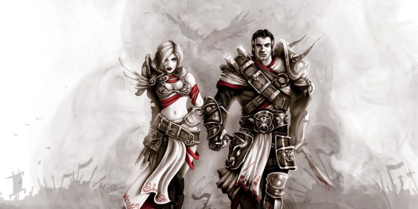 Divinity: Original Sin player characters holding hands