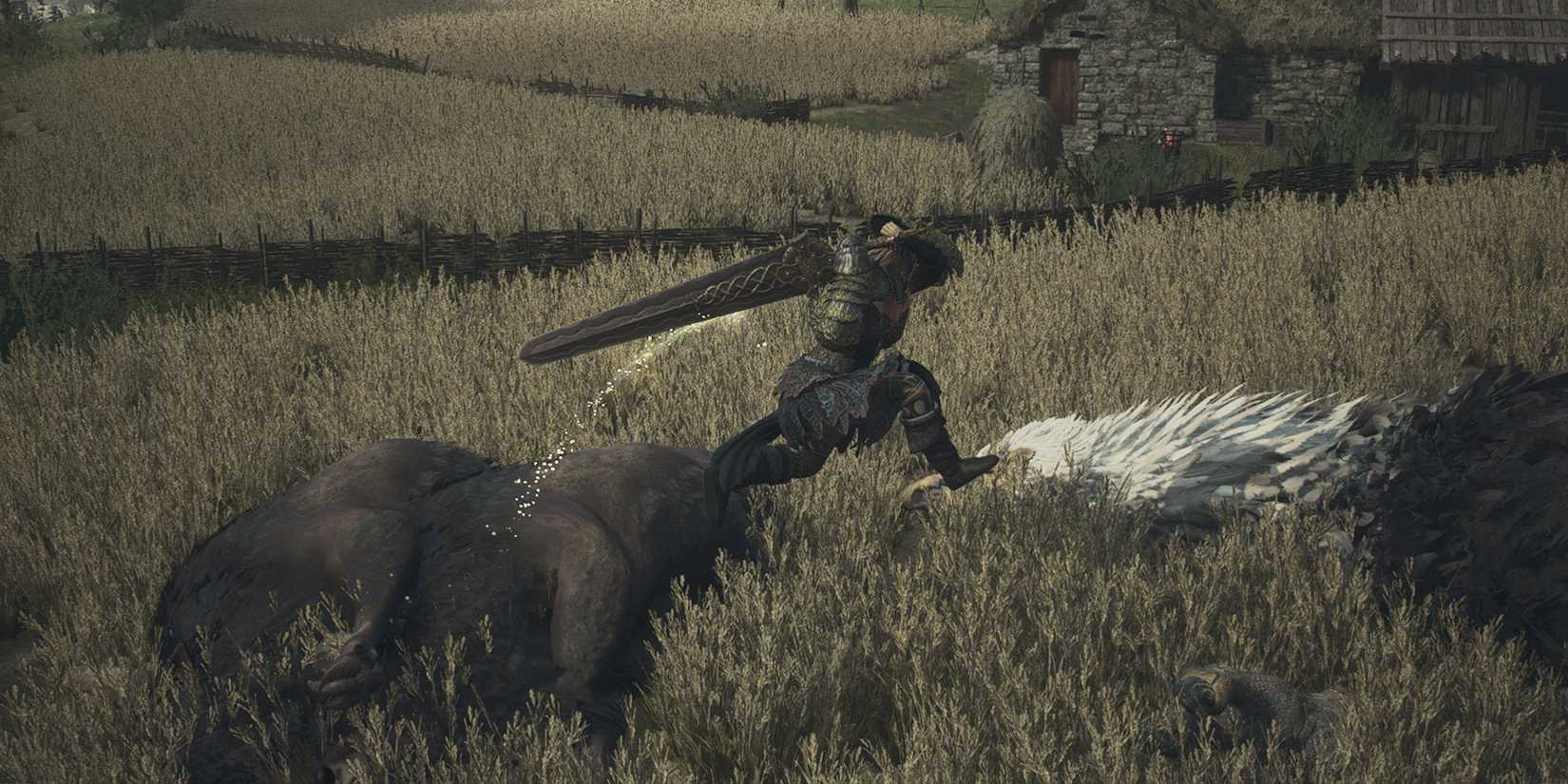 Dragon's Dogma 2 - Arisen Doing Jumping Attack With Ogresbane