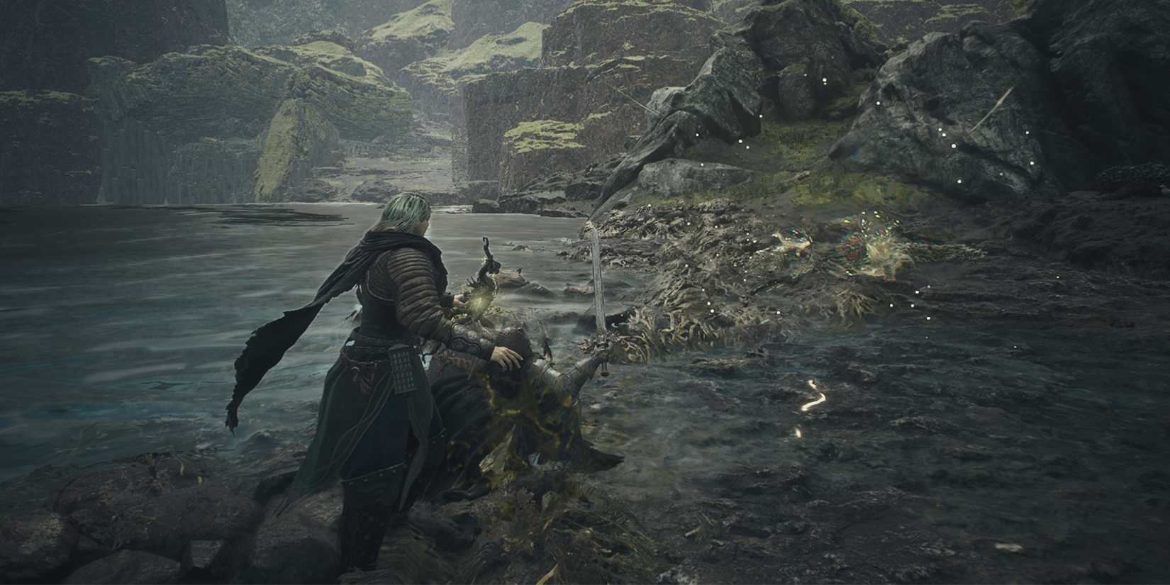 Dragon's Dogma 2 - Arisen Stealing Health From Saurian With Lifetaking Arrow