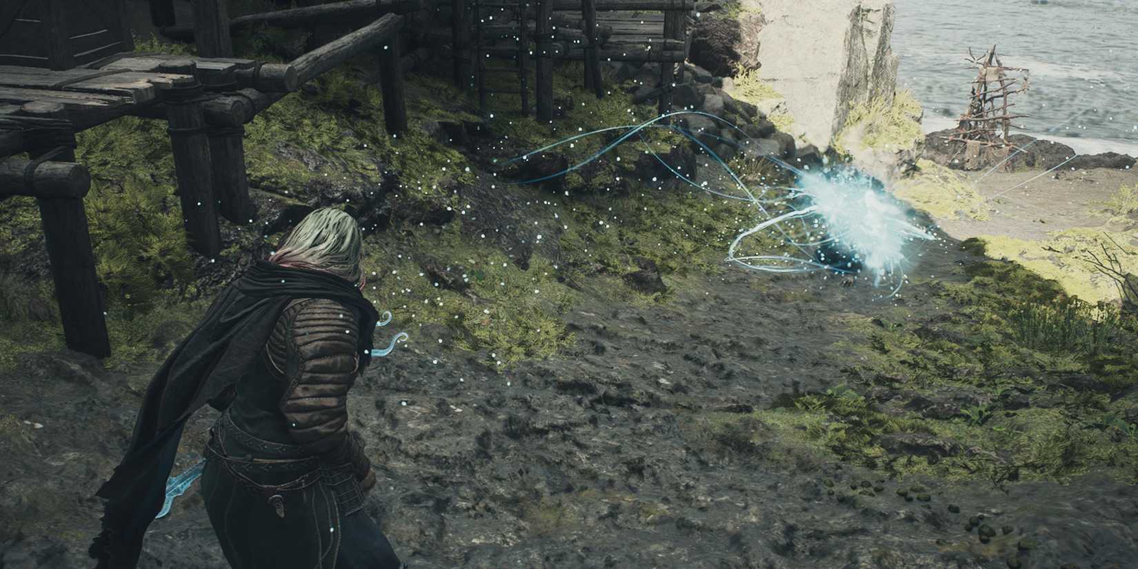 Dragon's Dogma 2 - Arisen Using Frosthunter Bolt Against Saurian