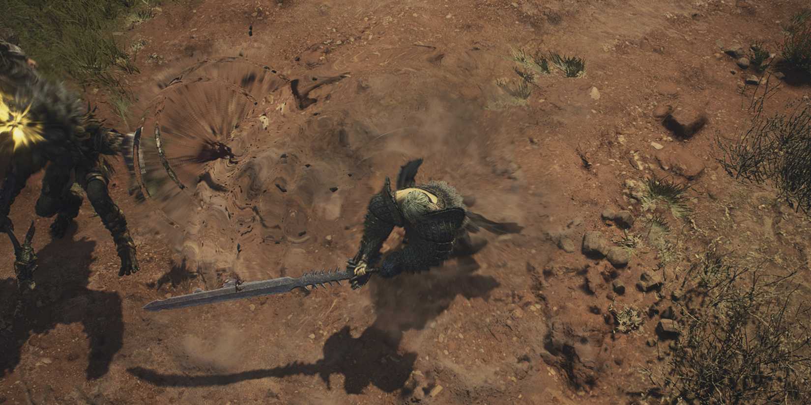 Dragon's Dogma 2 - Arisen Using Spinning Attack With Wounded Heart