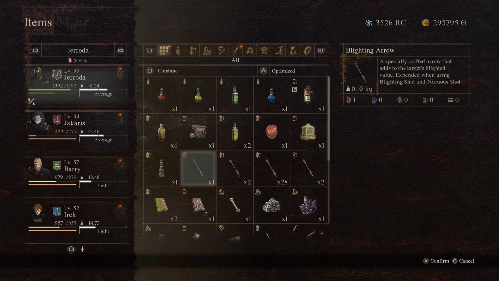 The Blighting Arrow as shown in the Dragon's Dogma 2 Items menu