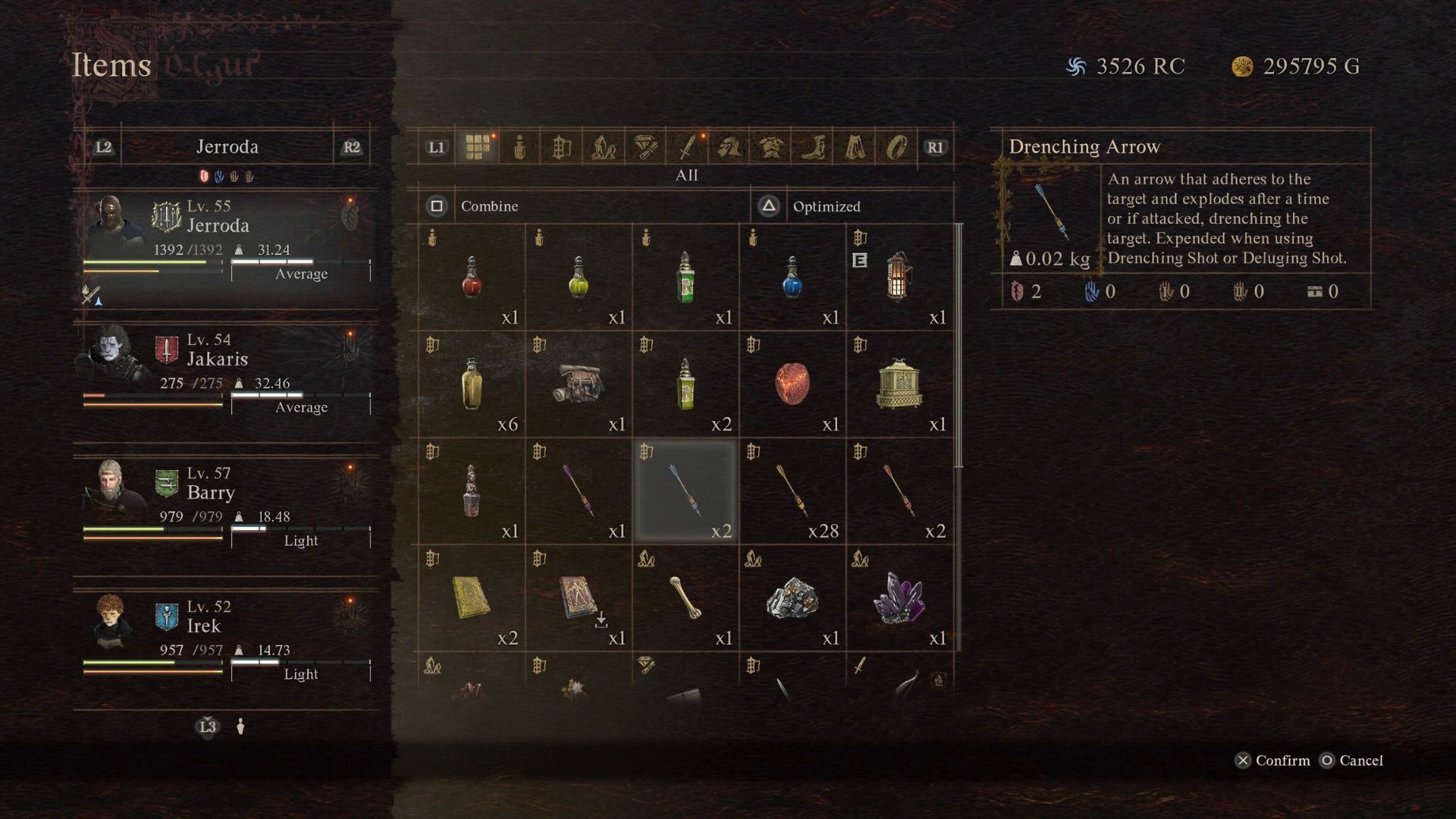 The Drenching Arrow as shown in the Dragon's Dogma 2 Items menu