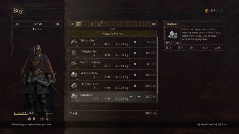 A player from Dragon's Dogma 2 buying Sunstone