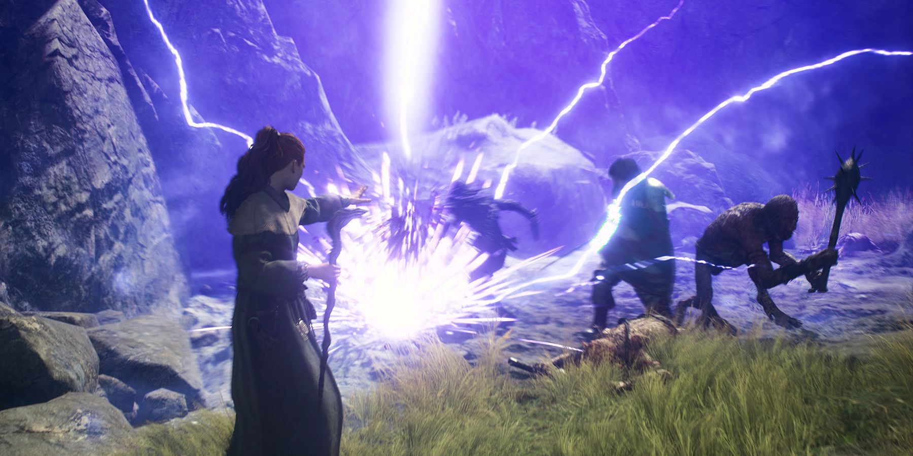 Dragon's Dogma 2 Mage using lightning against enemies
