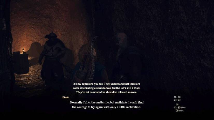 A Dragon's Dogma 2 player talking to Ekratt in the Off The Pilfered Path quest