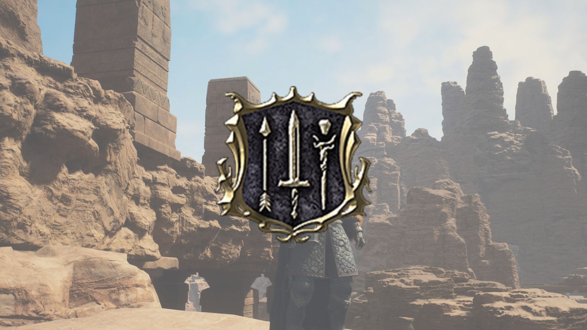The Warfarer icon from Dragon's Dogma 2 with Battahl in the background