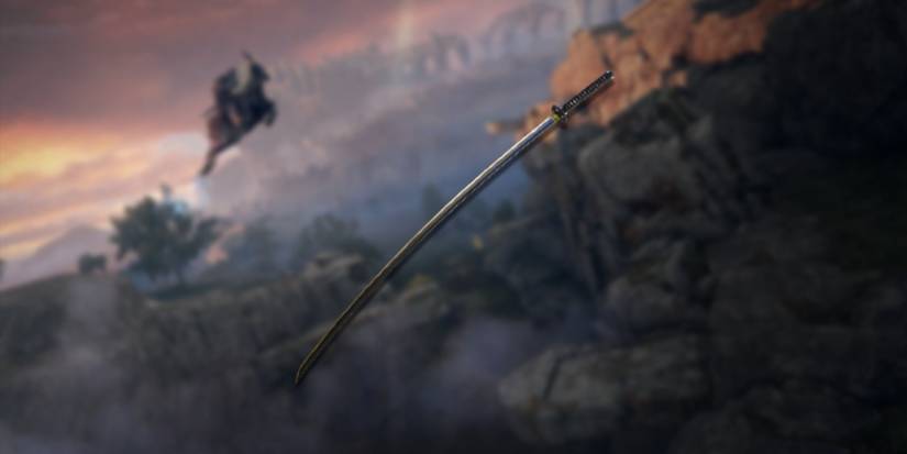 Elden Ring Nagakiba in foreground with Limgrave background