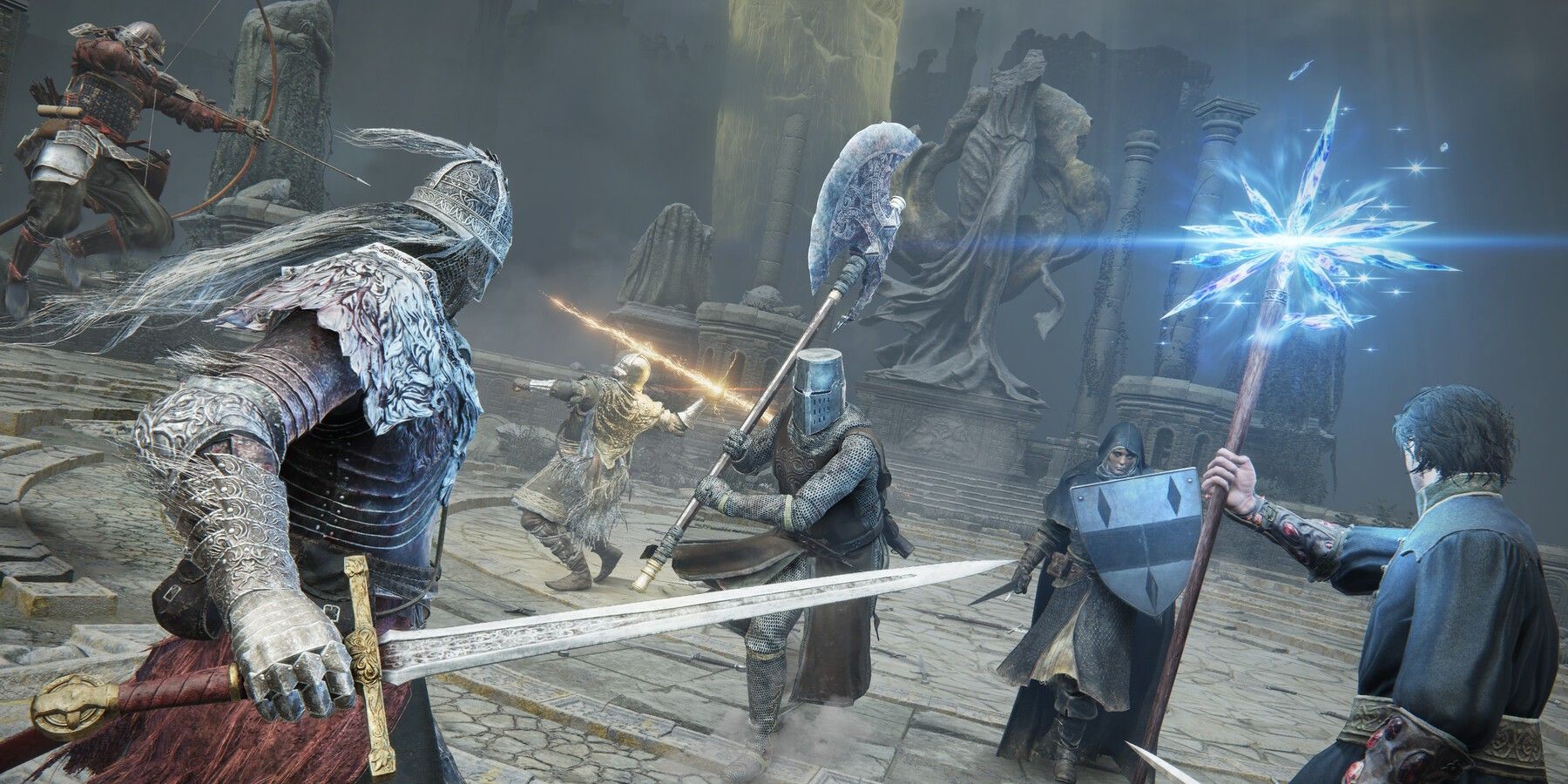 elden ring players fighting in the arena